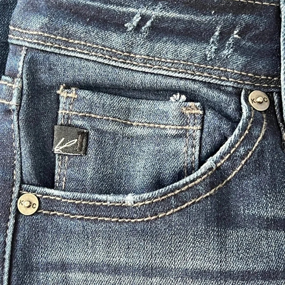KANCAN USA 5-POCKETS MID RISE SUPER SKINNY DISTRESSED DENIM JEANS BLUE 1/24 EUC - Picture 11 of 15